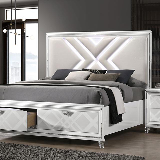 EMMELINE Queen Bed, White Half Price Furniture