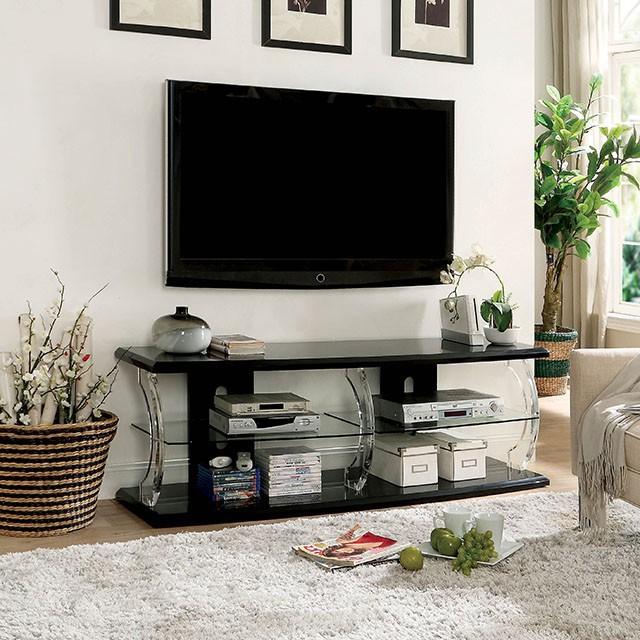 Ernst Black/Clear 72" TV Stand Half Price Furniture