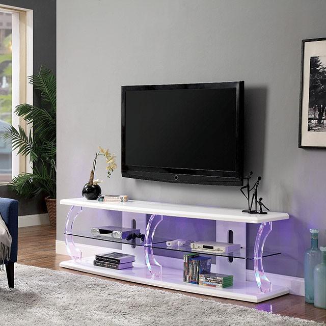 Ernst White/Clear 60" TV Stand Half Price Furniture