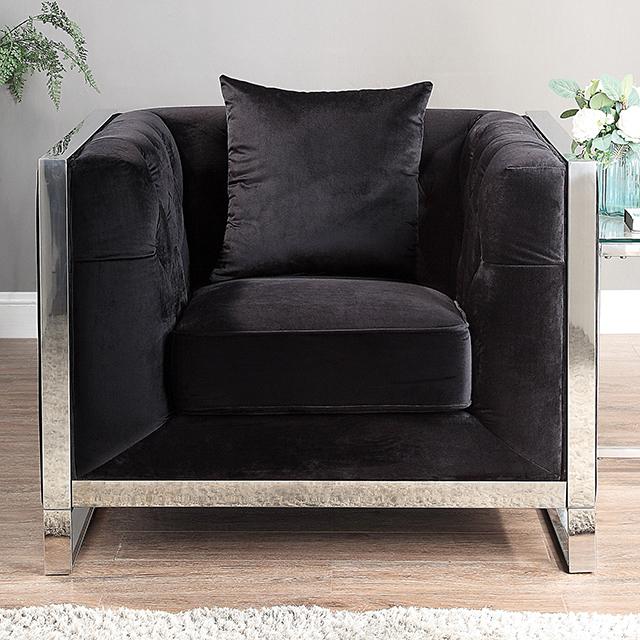 EVADNE Chair w/ Pillow, Black Half Price Furniture