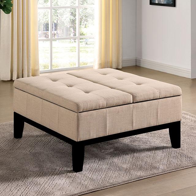 FAZIO Storage Ottoman, Beige Half Price Furniture