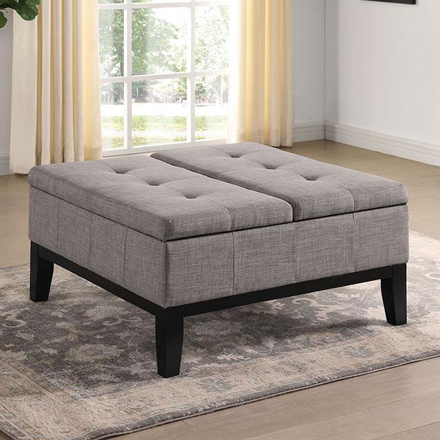 FAZIO Storage Ottoman, Light Gray Half Price Furniture