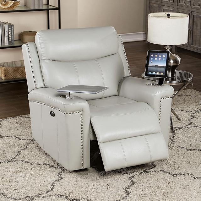 FLORINE Power Glider Recliner, Light Gray Half Price Furniture