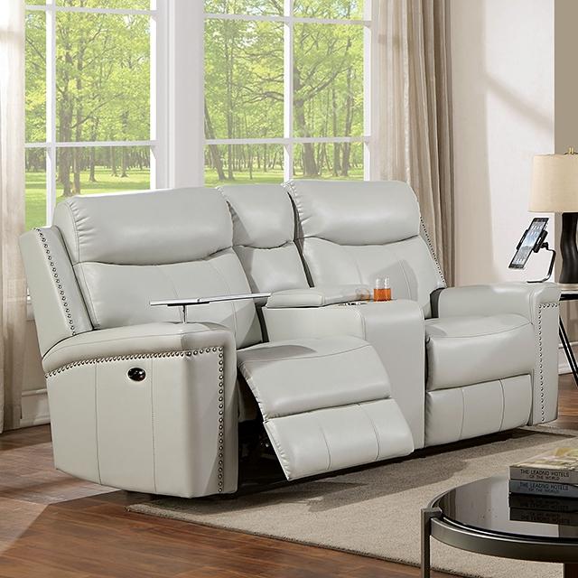 FLORINE Power Loveseat, Light Gray Half Price Furniture