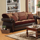 Franklin Burgundy/Espresso Sofa, Burgundy Half Price Furniture