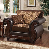 Franklin Dark Brown/Tan Chair With Pu In Brown Half Price Furniture