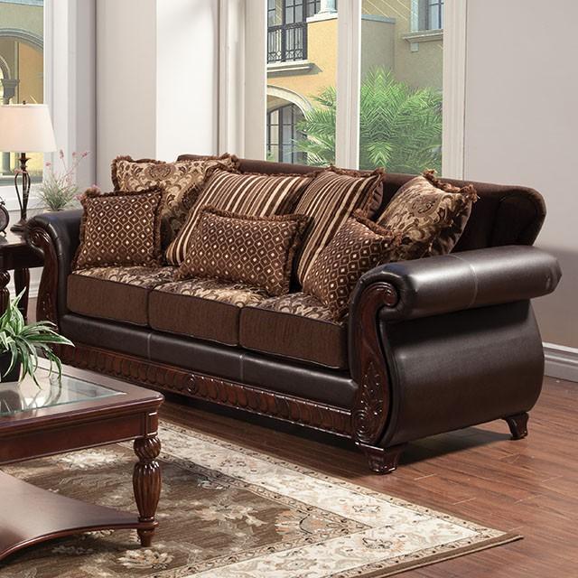 Franklin Dark Brown/Tan Sofa, Dark Brown Half Price Furniture