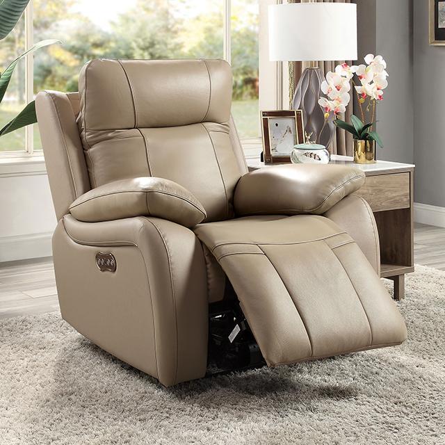 GASPE Power Recliner, Light Brown Half Price Furniture