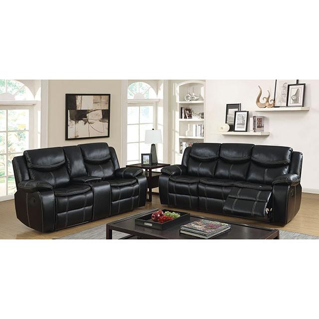 GATRIA Black Sofa w/ 2 Recliners Half Price Furniture