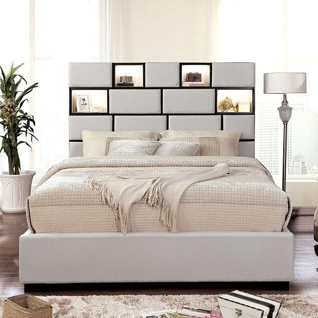 Gemma Beige/Black Cal.King Bed Half Price Furniture