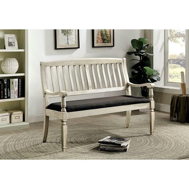 Georgia Antique White/Gray Love Seat Bench Half Price Furniture