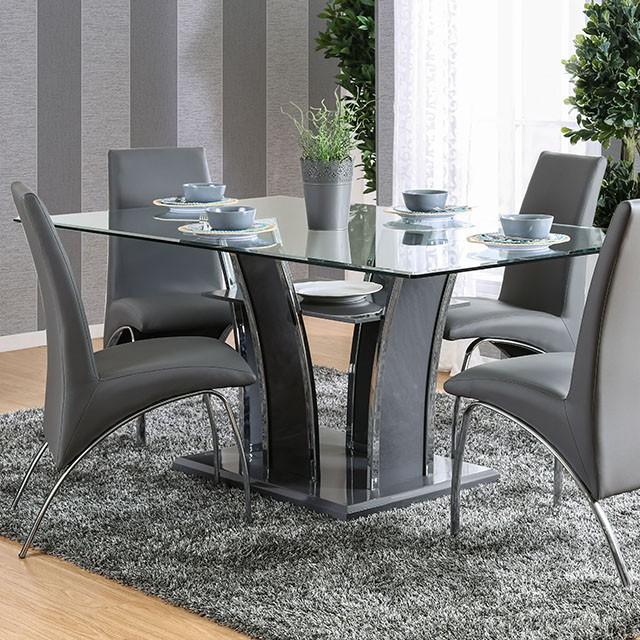 Glenview I Gray/Chrome Dining Table Half Price Furniture