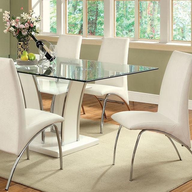 Glenview White/Chrome Dining Table Half Price Furniture