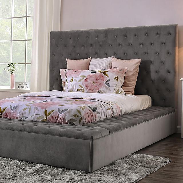 GOLATI Cal.King Bed, Gray Half Price Furniture