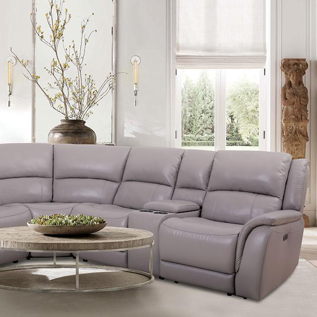 GORGIUS Power Sectional, Light Gray Half Price Furniture