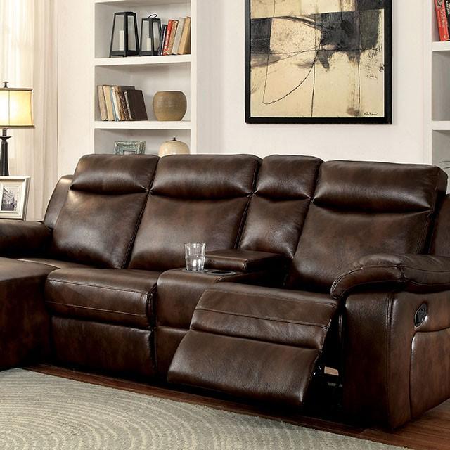 Hardy Brown Sectional w/ Console, Brown Half Price Furniture