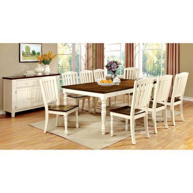 HARRISBURG Vintage White/Dark Oak Dining Table w/ 18" Butterfly Leaf Half Price Furniture