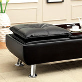 HAUSER II Black/Chrome Ottoman, Black Half Price Furniture