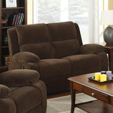 Haven Dark Brown Love Seat w/ 2 Recliners Half Price Furniture