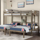 HORTENSE Triple Twin Bunk Bed, W. Gray Half Price Furniture