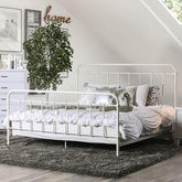 IRIA Vintage White Cal.King Bed Half Price Furniture