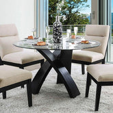 Jasmin Black/White Round Dining Table Half Price Furniture