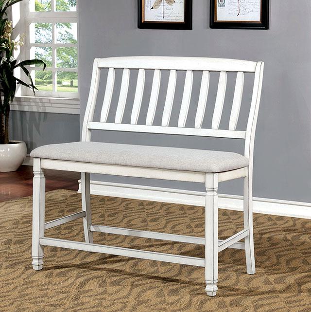 Kaliyah Antique White Counter Ht. Bench Half Price Furniture