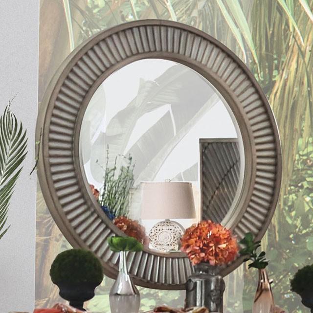 Kamalah Antique Gray Round Mirror Half Price Furniture