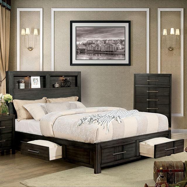 KARLA Cal.King Bed, Gray Half Price Furniture