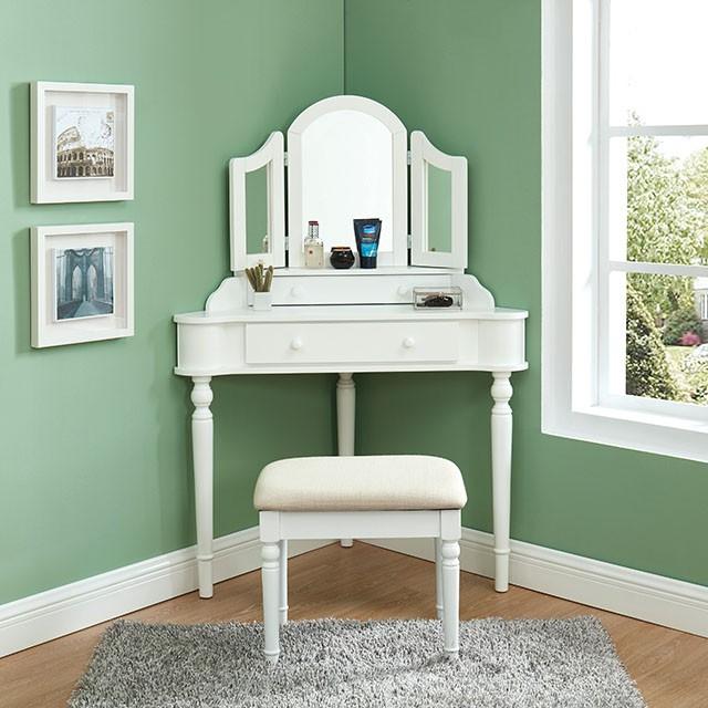 Kasey White Vanity w/ Stool Half Price Furniture