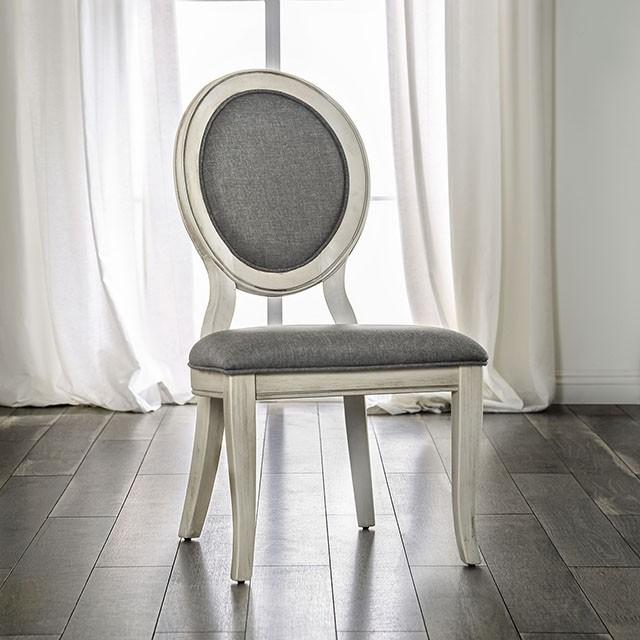 Kathryn Antique White/Gray Side Chair, Antique White (2/CTN) Half Price Furniture