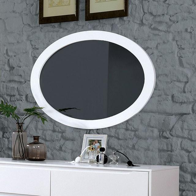 LENNART II White Oval Mirror Half Price Furniture