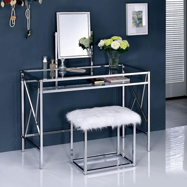 LISMORE Chrome Vanity w/ Stool Half Price Furniture