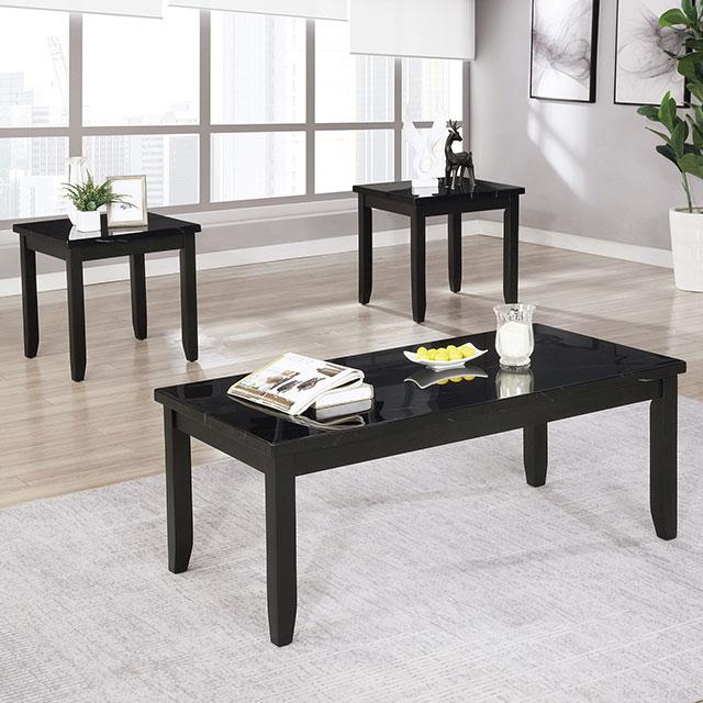 LODIVEA 3 Pc. Table Set, Black Half Price Furniture