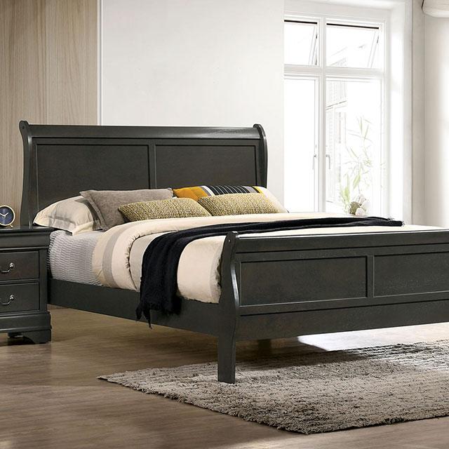 LOUIS PHILIPPE E.King Bed, Gray Half Price Furniture