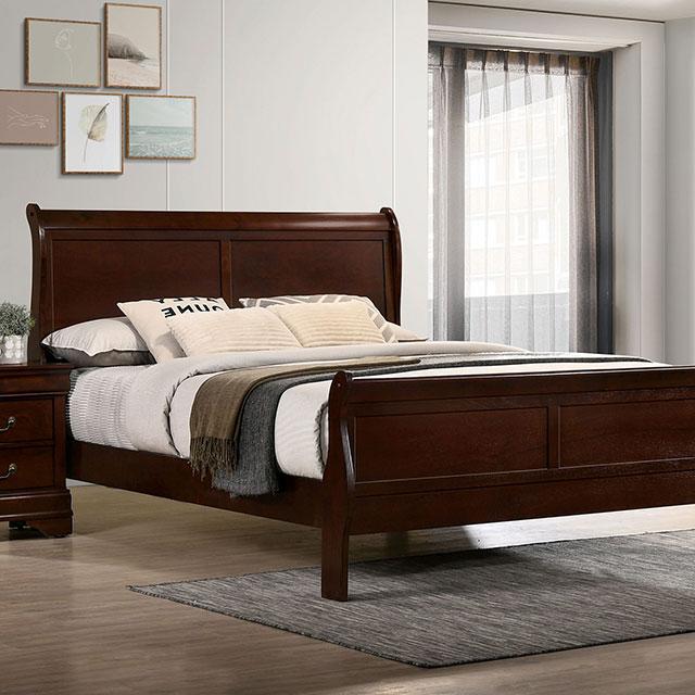 LOUIS PHILIPPE Cal.King Bed, Cherry Half Price Furniture