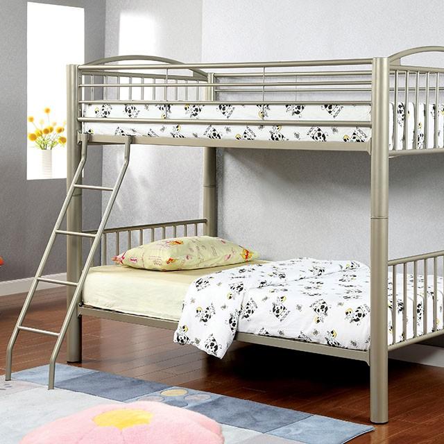 Lovia Metallic Gold Twin/Twin Bunk Bed Half Price Furniture