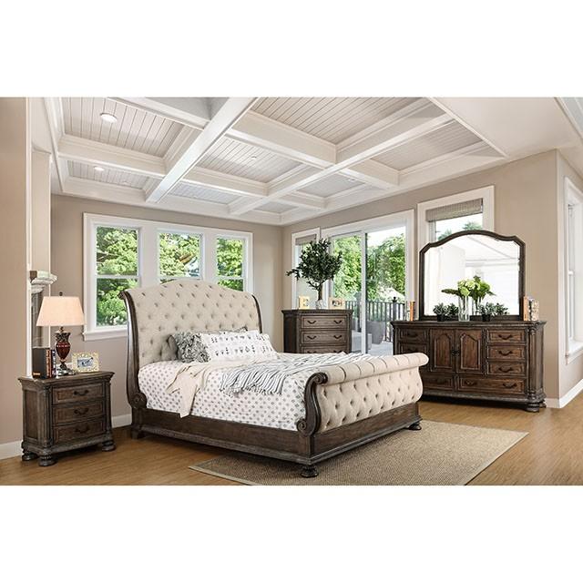 LYSANDRA Beige/Rustic Natural Tone Queen Bed Half Price Furniture