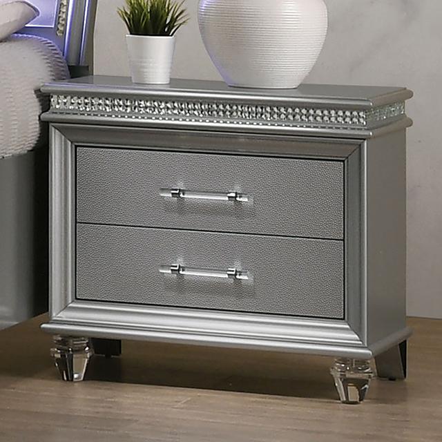 MADDIE Night Stand, Silver Half Price Furniture