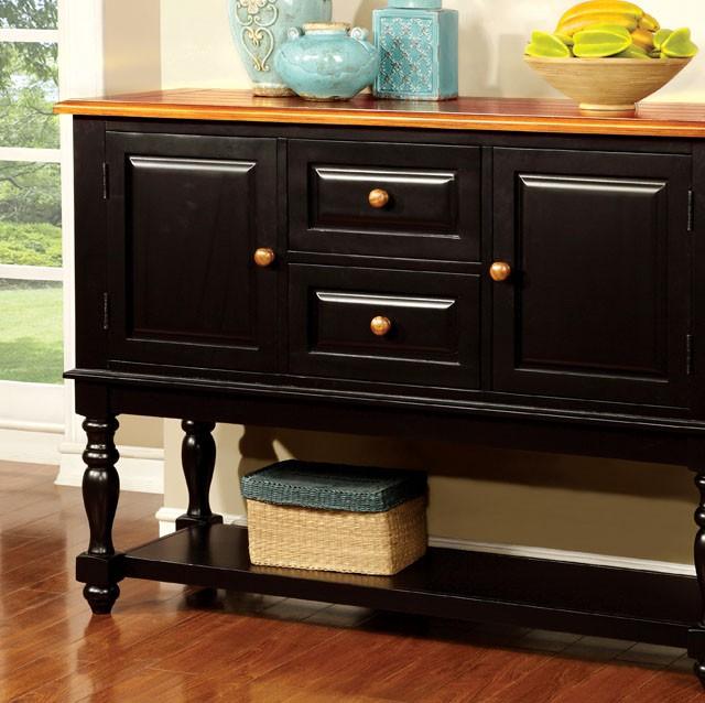 MAYVILLE Black/Antique Oak Server Half Price Furniture