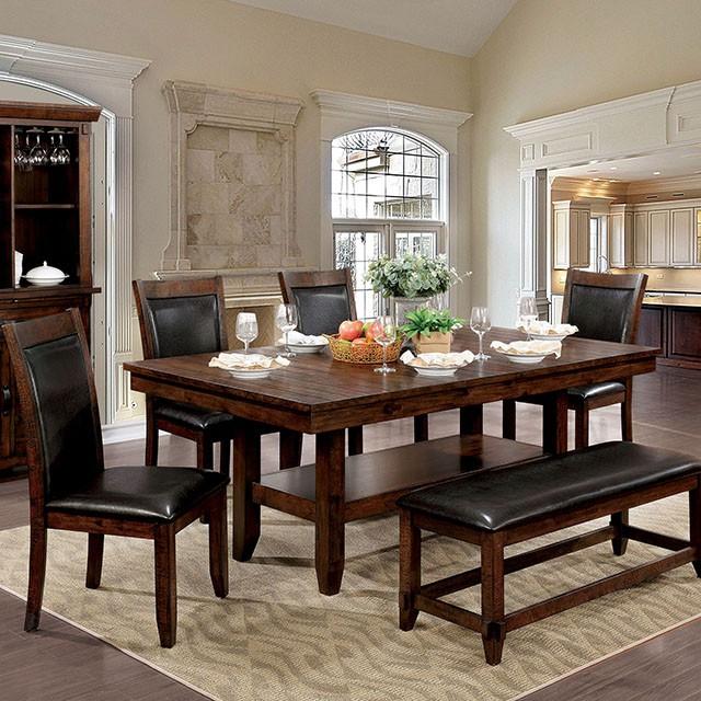 MEAGAN I Brown Cherry Dining Table Half Price Furniture