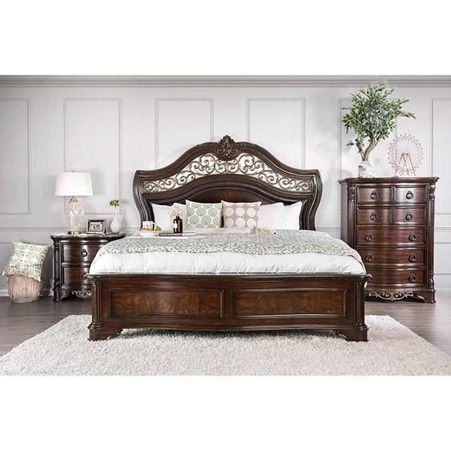 Menodora Brown Cherry E.King Bed Half Price Furniture