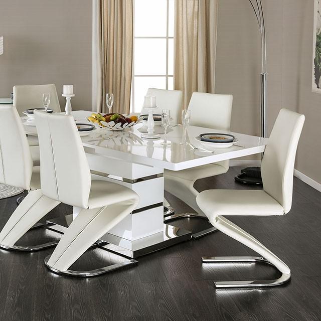 Midvale White/Chrome Dining Table Half Price Furniture