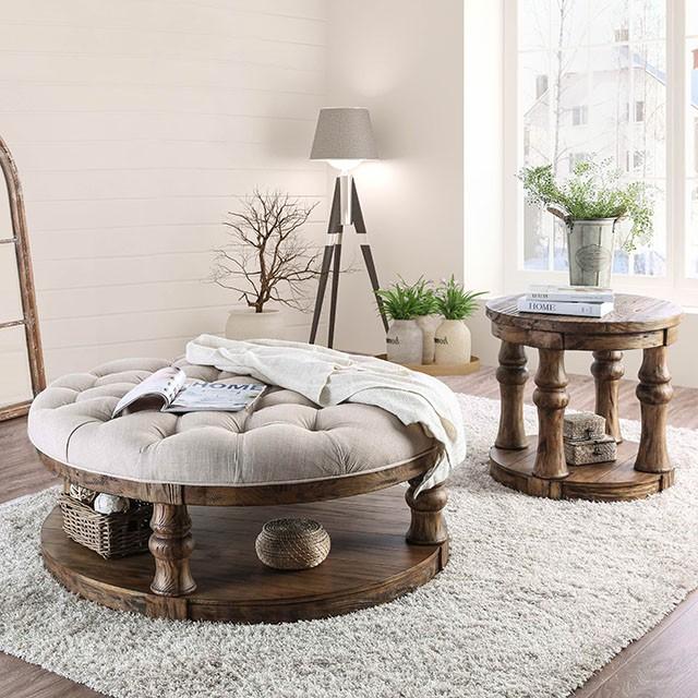 Mika Antique Oak Coffee Table w/ Cushion Top Half Price Furniture