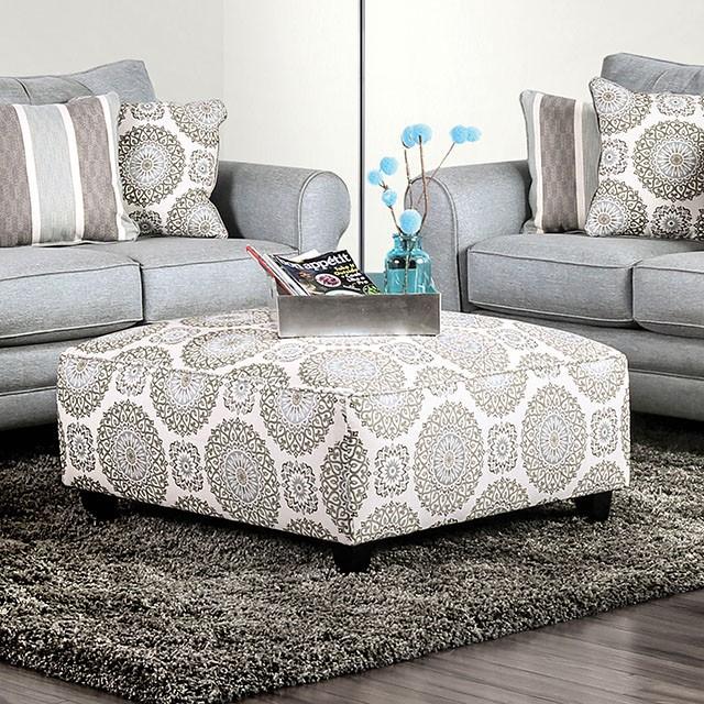 Misty Ivory/Pattern Ottoman Half Price Furniture