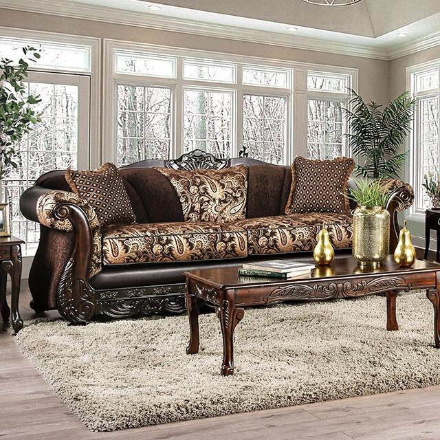 Newdale Brown/Gold Sofa Half Price Furniture