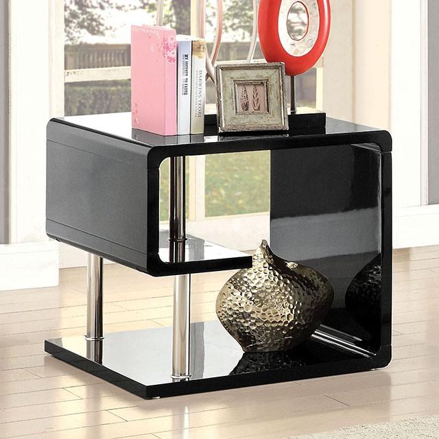 Ninove Black/Chrome End Table Half Price Furniture