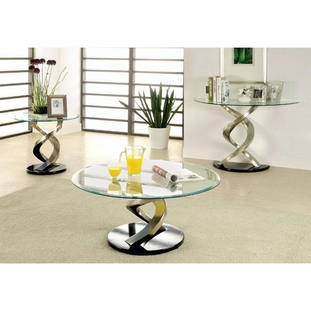 NOVA Satin Plated/Black Coffee Table Half Price Furniture