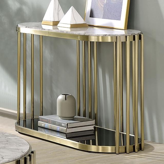 OFELIA Sofa Table, Antique Brass/Black Half Price Furniture