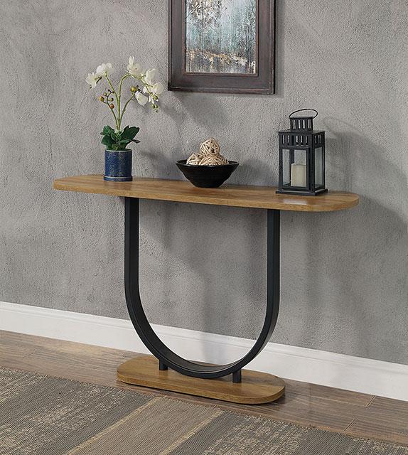 OLBIA Sofa Table, Rustic Oak/Sand Black Half Price Furniture